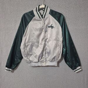 VTG Nike Women's Green Silver Varsity Windbreaker Jacket Small